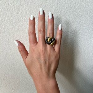 David Yurman Belmont Curb Link ring with 18K Gold and Blackened Silver Size 7